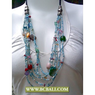 Blue Layered Beading Necklaces